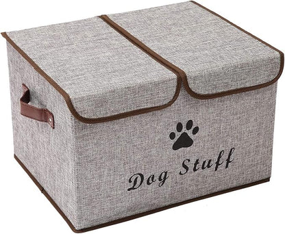 Dog toy box with lid dog storage organizer perfect basket for dog toys living room, playroom, closet, home organization and storage - LightGray