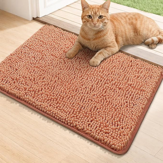 Bcoimo Super Absorbent Cat Door Mat, 24"*17" Anti Slip Mat for Muddy Paws, Pet Rugs for Dirty Paws Washable That Absorbs Moisture and Dirt, for Cat Cage and Pet Resting Carpet