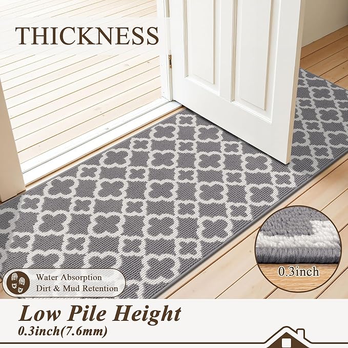 U'Artlines Runner Rug for Hallway 2×6feet Non Slip Kitchen Floor Carpet Runners Grey Geometric Pattern Machine Washable Area Rug for Entryway Bathroom