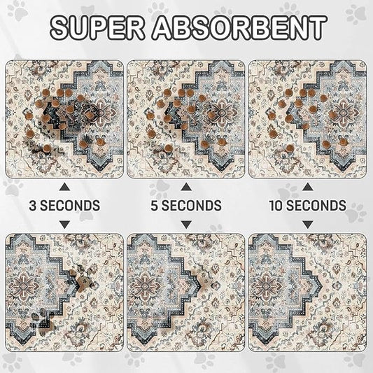 Dog Food Mat for Pet Cat Food Mat, Boho Absorbent Quick Dry Dog Bowl Mats for Food and Water, Non-Slip Cat Pet Feeding Mats for Floor Placemats 12"x20"
