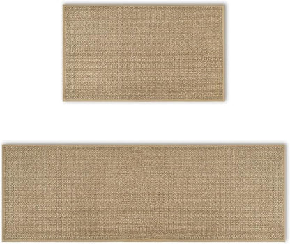 Artoid Mode Washable Non Slip Kitchen Rugs and Mats Set of 2, Rubber Backing Absorbent Kitchen Mats for Floor Front of Sink - 17x29 and 17x47 Inch