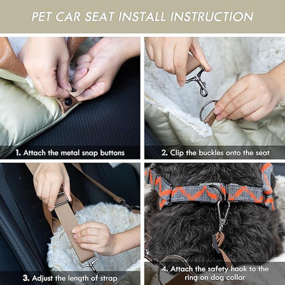 ClevaHome Small Dog Car Seat & Travel Carrier & Pet Bed, Soft Fleece Interior for Dogs up to 10lbs, Stylish Pet Travel Tote for Indoor and Outdoor Use