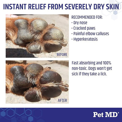 Pet MD Dog Paw Balm - 3-in-1 Paw, Nose/Snout, & Elbow Moisturizer & Paw Protectors for Dogs - 2 oz Paw Wax with Shea Butter, Coconut Oil, & Beeswax