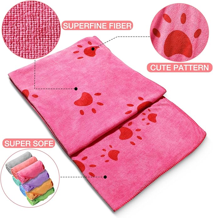 Chumia 8 Pcs 55 x 28 Inches Dog Towels Absorbent Microfiber Bath Drying Towels for Small Medium Large Pets Cat Puppy Shower Cleaning Accessories(8 Colors)