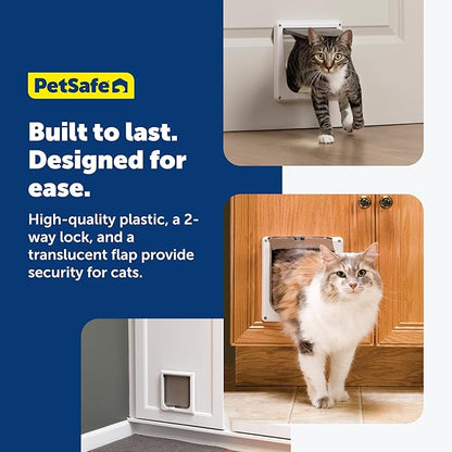 PetSafe Interior 2-Way Locking Cat Door - Allows Convenient Movement Between Rooms & Minimizes Scratching - Tinted Durable Plastic Privacy Door for Feeder & Litter Box