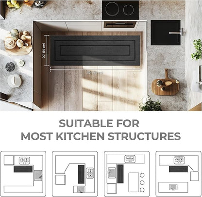 GRANNY SAYS Kitchen Mats for Floor Resist Dirt Kitchen Rugs Non Slip Washable, Large Rug Runner for Sink Laundry Thick Durable Polypropylene Comfort Standing, 59" x 19.7", Charcoal Grey
