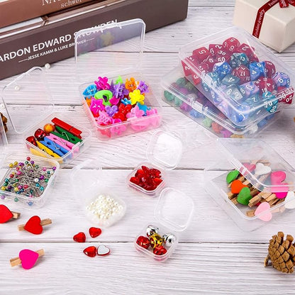 SATINIOR 24 Packs Small Clear Plastic Beads Storage Containers Box with Hinged Lid for Storage of Small Items, Crafts, Jewelry, Hardware (2.5 x 2.5 x 0.8 Inches)