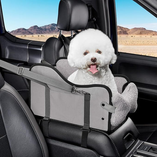 TKYZ Center Console Dog Car Seat,Pet Puppy Car Seat,Middle Console Dog Armrest Booster Seat for Small Dogs(Gray)