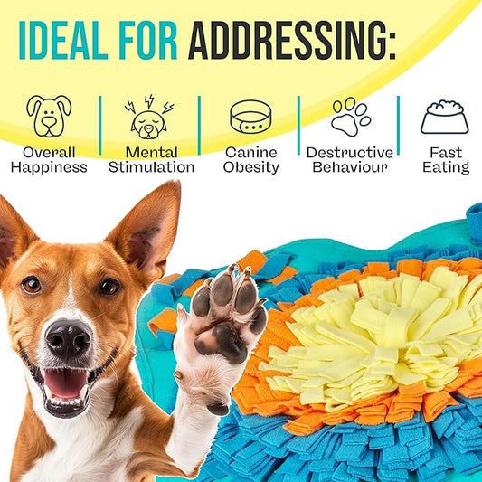 30" Dog Snuffle Mat - Interactive Dog Puzzle Toys for Enrichment - Large Slow Feeder Foraging Mat for Brain Games & Nosework Training - Washable Pet Sniff Mat with Easy to Carry Handle