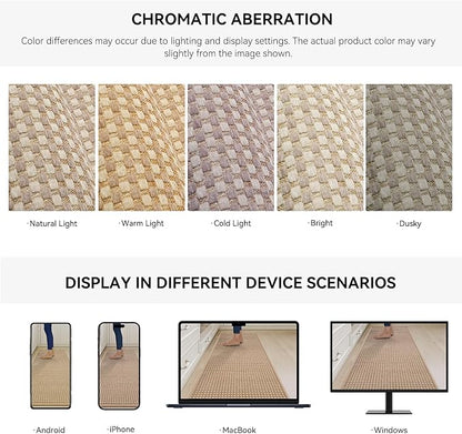 Large Kitchen Runner Rugs Long Kitchen Mat Non Slip Washable, Super Absorbent Soft Chenille Braided Kitchen Mats for Floor, Rubber Backing Kitchen Sink Standing Mat, Easy Clean, Brown 36"x71"