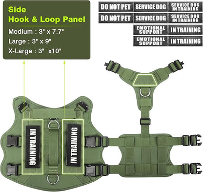 WINSEE Service Dog Vest Harness for Medium Dog, Tactical Working MOLLE Vest with 10 Pet Patches, No Pull Heavy Duty Harness for Training Walking
