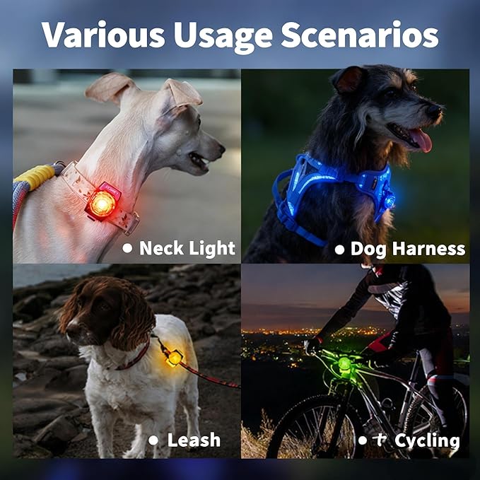 LaRoo Dog Collar Light for Night Walking - USB-C Rechargeable, 13g Ultra Light Waterproof LED Pet Safety Light with 3 Modes, Small Medium Dogs, Anti-Lost Pet Camping Running Essentials (Green)