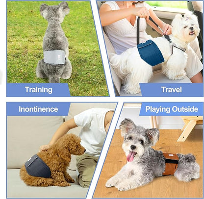 5 Pack Dog Diapers Male Reusable, Premium Belly Bands for Male Dogs, High Absorbing Dog Pee Wraps for Doggie in Incontinence or Excitable Urination and Training Gray XS