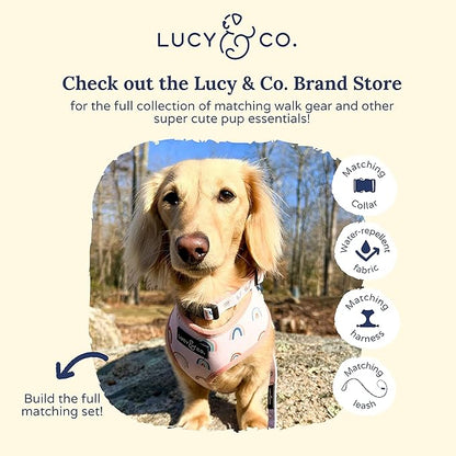 Lucy & Co. in The Clouds Dog Poop Bag Holder - Leak Proof Dispenser - Hygienic Pet Poop Pickup - Pink Rainbows