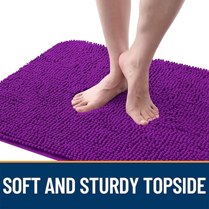 OLANLY Dog Door Mat for Muddy Paws 48x30, Absorbs Moisture and Dirt, Absorbent Non-Slip Washable Doormat, Quick Dry Chenille Mud Mat for Dogs, Entry Indoor Entryway Carpet for Inside Floor, Purple