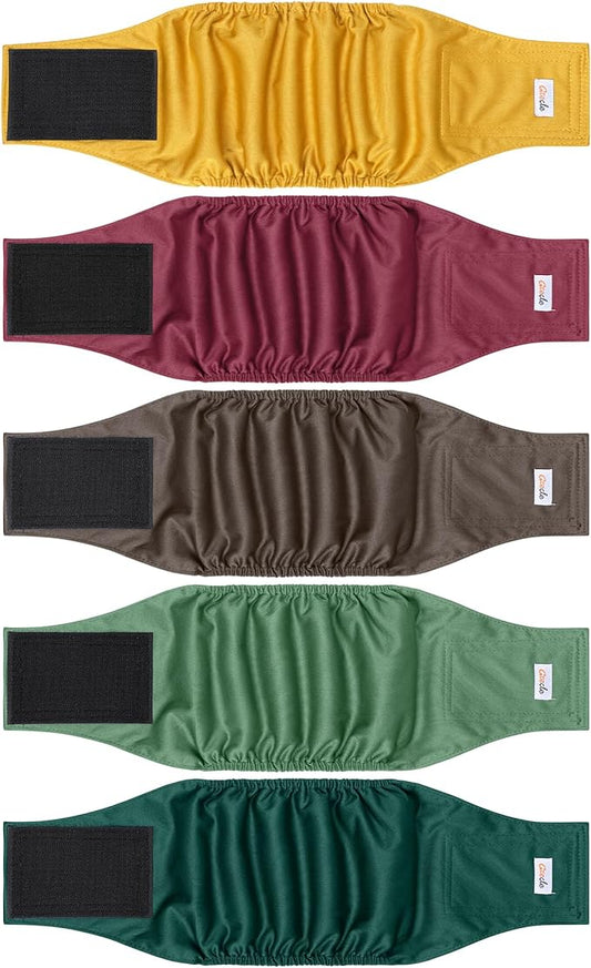 5 Pack Dog Diapers Male Reusable, Premium Belly Bands for Dogs, High Absorbing Male Dog Pee Wraps for Doggie in Incontinence or Excitable Urination Red XXL