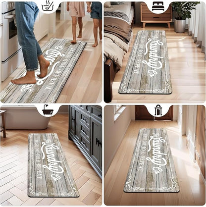 Pauwer Laundry Room Rug Runner 20"x60" Waterproof Rubber Laundry Mat Non Slip Kitchen Mats for Floor Washable Floor Mat Runner Rug for Farmhouse Mudroom Washroom Bathroom Decor