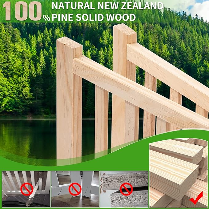 YOCAN Paint-Free Wooden Freestanding Dog Gates for The House,Doorways, Stairs,Wood Dog Fences Indoor Pet Gate,Step Over Fence-6 Panel H:16.9" L:138"