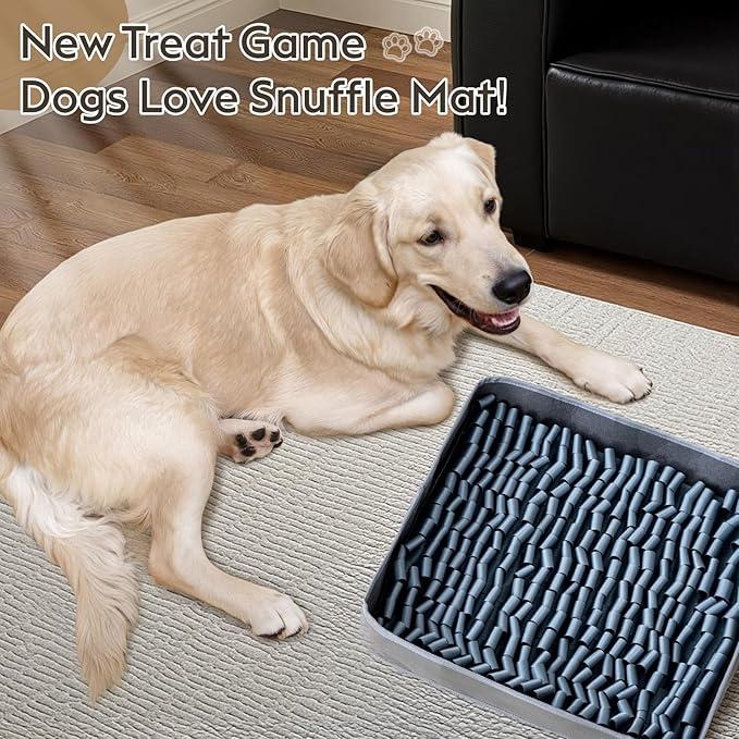 Snuffle Mat for Dogs, Dog Puzzle Mat, Interactive Dog Toys for Enrichment,Sniff Mats with Non-Slip Backing,Portable Design Easy to Store (Silver, 14" X 12"-Portable)