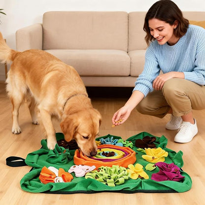 Vextronic Snuffle Mat for Dogs Large Breed Small Medium, 25''x25'' Dog Sniffing Mat, Interactive Puzzle Foraging Mat for Dogs, Dog Slow Feeder Mat, Encourages Natural Foraging Skills for Cats Rabbits
