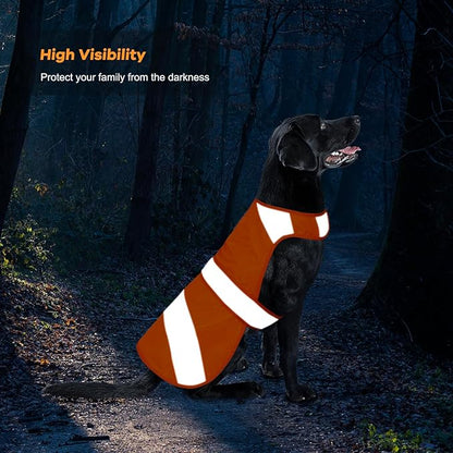Orange High Visibility Safety Dog Vest, Hunting Jacket, Adjustable Soft Reflective Coat for Small Medium Large Dogs