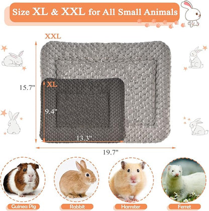Small Animal Bed Mat, Soft & Warm, Suitable for Guinea Pig, Hamster, Rabbit, Rat and Bearded Dragon (XX-Large(19.7''x15.7''), Footprint Grey)