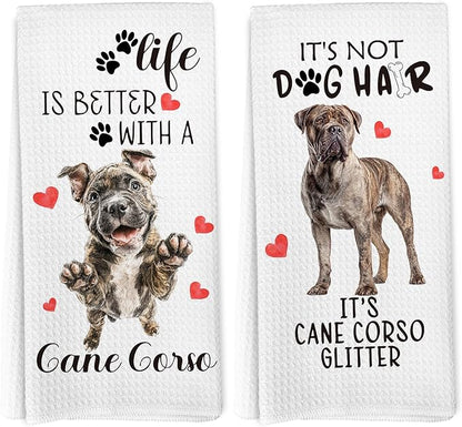 Cane Corso Gifts Kitchen Towels Set of 2, Dog Funny Hand Towels for Kitchen Bathroom Decor, Gifts for Dog Moms Lovers Owners Women Men Christmas Dishcloths Dish Towel 16X24 Inches