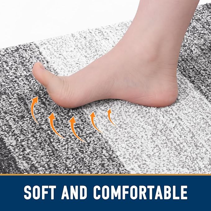 Smiry Dog Door Mat for Muddy Paws, Absorbs Moisture and Dirt, Low-Profile Entryway Mat with Non-Slip Backing, Entry Indoor Outdoor Doormat for Inside Floor (48x30 Inches, Grey, Striped)