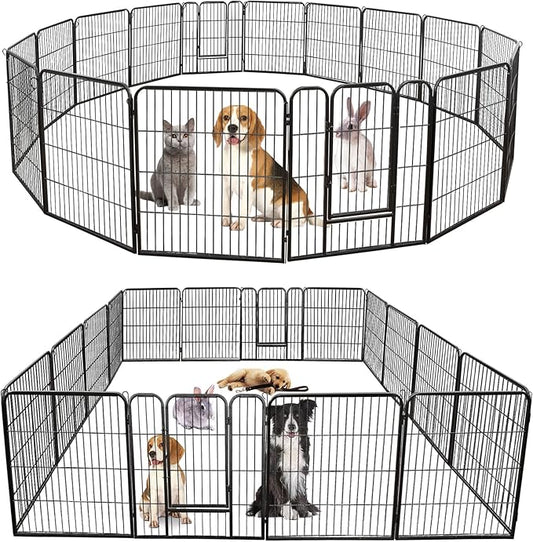 ZENY Dog Playpen Outdoor, Indoor Pet Pen, 16 Panels Dog Fence for Small/Medium Dogs, 32 Inch Heavy Duty Pet Exercise Pen for Rabbit/Puppy/Small Animals Portable Playpen for Yard, RV, Camping