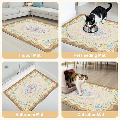 Glittme Premium Cat Litter Mat 33"x22" - Non-Slip & Waterproof Litter Trapping Mat for Litter Boxes - Soft Mesh Kitty Sand Catcher Pad Easy to Clean & Washable Floor Protector