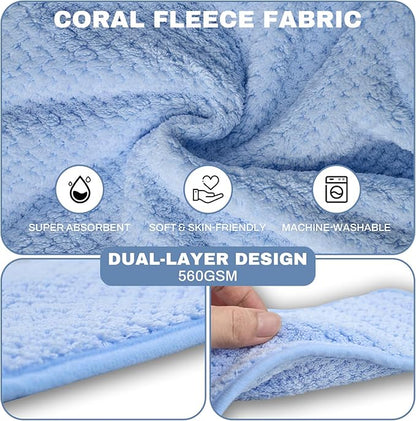Dog Bathrobe Towel Wrap, Hooded Double Layer Super Absorbent Dog Drying Coat, Adjustable Warm Bath Robe for Cold Weather, Beach, Pool, Fast Drying Towels for Large Medium Dogs,Blue,XL