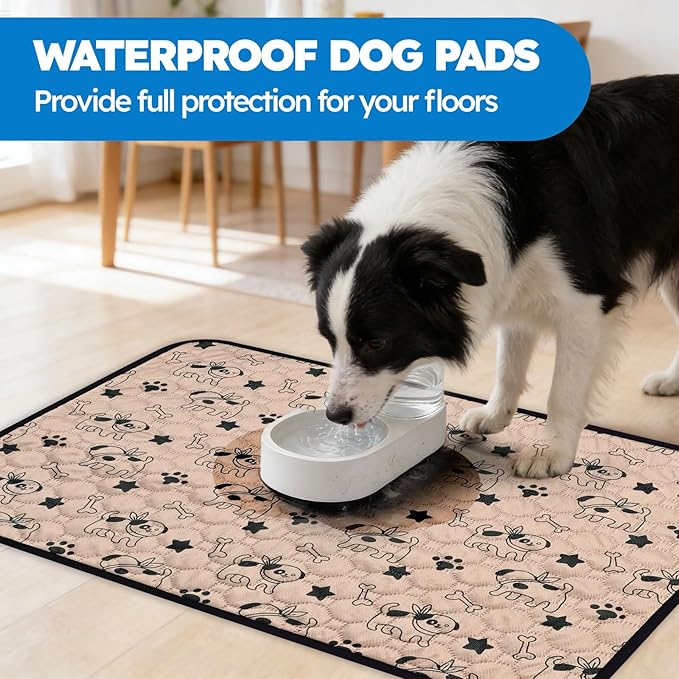 2 Pack Washable Pee Pads for Dogs, Absorbent Reusable Puppy Training Pads, Leakproof, Non-Slip, Waterproof Cat Doggie Pad Pet Potty Mat for Indoor&Outdoor, Whelping, Crate, Coffee 18"x24"