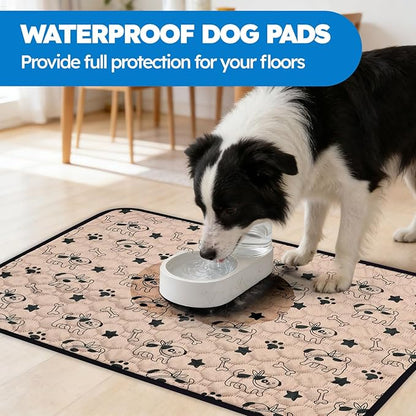 2 Pack Washable Pee Pads for Dogs, Absorbent Reusable Puppy Training Pads, Leakproof, Non-Slip, Waterproof Cat Doggie Pad Pet Potty Mat for Indoor&Outdoor, Whelping, Crate, Coffee 18"x24"