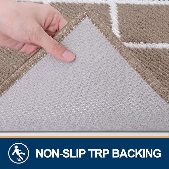 Finchitty Indoor Door Mat, Dirt Resistant and Absorbent, Low-Profile, Non-Slip, Washable Inside Floor Mats for Front Door, Back, and Entrance, 32" x 20", Brown