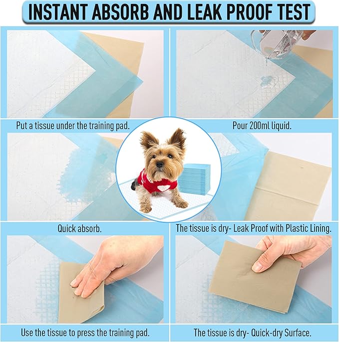 Dog Training Pads, Leak-Proof 6-Layer Puppy Potty Pads with Quick-Dry Surface - Small Size 13x18 Inch