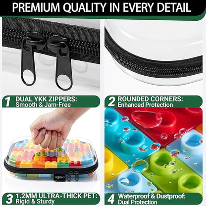 Hard Sided Clear Zipper Case for Storage- Professional-Grade Plastic Clear Zipper Pencil Case,Toy Storage Bins, Toiletry Pouch, Travel Organizer, Cosmetic Bag（Black,3 Pack, LMS）
