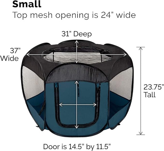 Furhaven Portable Dog Playpen Cat Tent, Pet playground,Kennel foldable indoor outdoor zippered puppy crate - Sailor Blue, Small