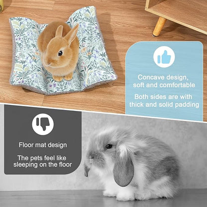 Rabbit Bed 15"X14"Thickened and Soft Bunny Bed Washable Cuddle Cushion Plush Mat Double-Sided Plush Small Pet Flop Mat Cotton Pillow for Rabbit