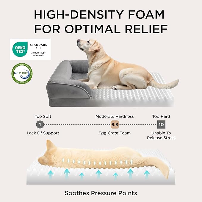 Bedsure Orthopedic Dog Bed Medium Size Dogs - Washable Medium Dog Cat Bed Waterproof, Comfort Pet Couch Sofa with Washable Removable Cover, Pets Bed with Nonskid Bottom, Pink, 28"