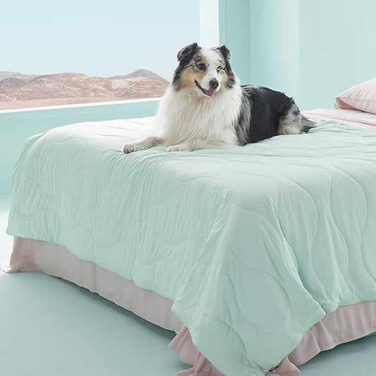 Bedsure Premium Cooling Dog Blankets for Bed - Q-MAX>0.5, Breathable Summer Washable Cold Pet Mat, Soft Durable Self Cooling Dog Mat for Hot Weather, Turquoise Green, 60x80
