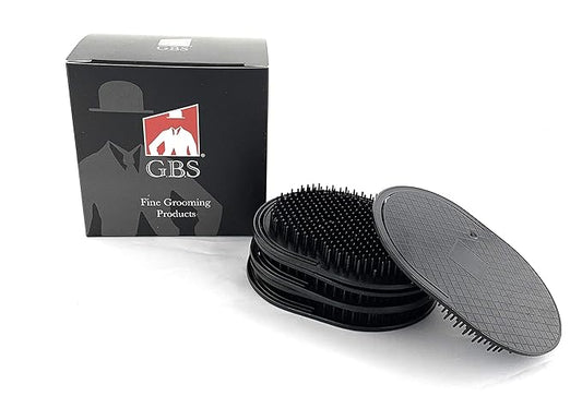 GENTS Pocket Palm Hair Brush Comb Set - 6 Pack Travel Size Detangling Brushes for Men Women Kids Pets - Scalp Massage Grooming Tools Made in USA (Black)