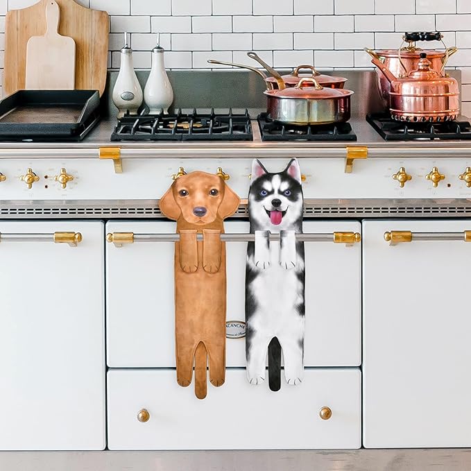 AGRIMONY Funny Dachshund Dog Hand Towels for Kitchen Bathroom - Dog Mom Dad Gifts for Women Men Teens Kids-Easter Mothers Fathers Days Valentines Housewarming Birthday Gifts for Animal Lovers