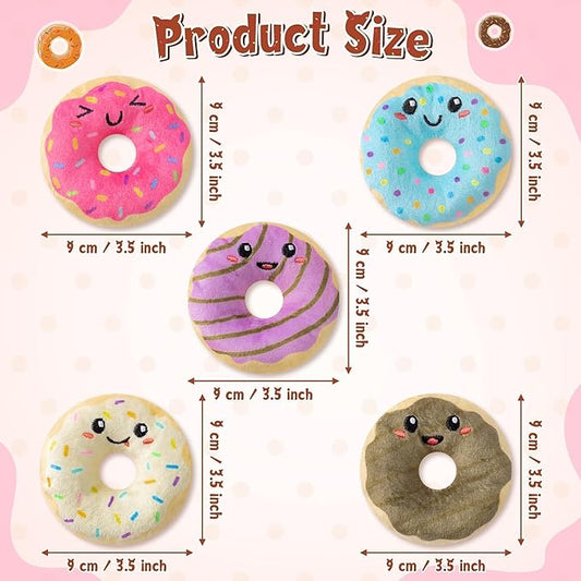 L1rabe Donut Catnip Stuffed Toys - 5Pcs Summer Gift Funny Dessert Organic Cat Toys Pet Supplies, Indoor Cats Chew Bite Teething Tools Kittens Catmint Birthday Present Interactive Supplies