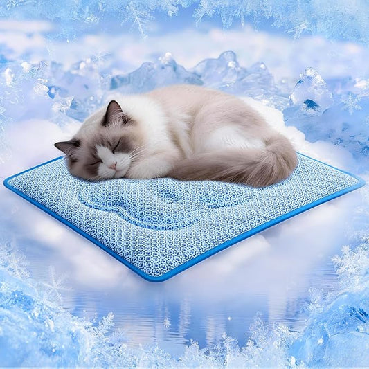 Cat Cooling Mat, Thick Cooling Mat for Dogs with PCM & Thermochromic Tech, Dual-Sided Durable Waterproof Cool Pet Bed Mat for All-Year Use, Q-Max>0.5, Machine Washable, Non-Toxic - S(17" x 23")