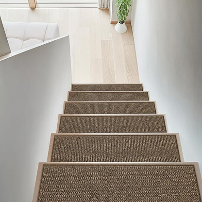 BEQHAUSE Stair Treads for Wooden Steps 28inX9in, Carpet Stair Treads Non Slip Indoor, Machine Washable Stair Runners for Kids Elders and Pets, Carpet for Stair Rugs Mat, TPE Backing, 15pcs, Brown