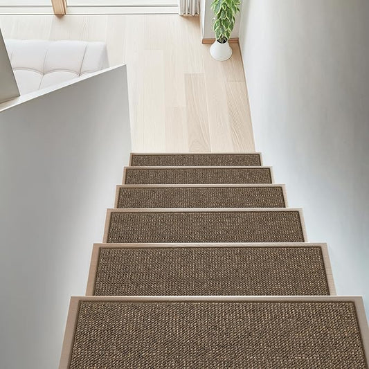 BEQHAUSE Stair Treads for Wooden Steps 28inX9in, Carpet Stair Treads Non Slip Indoor, Machine Washable Stair Runners for Kids Elders and Pets, Carpet for Stair Rugs Mat, TPE Backing, 15pcs, Brown
