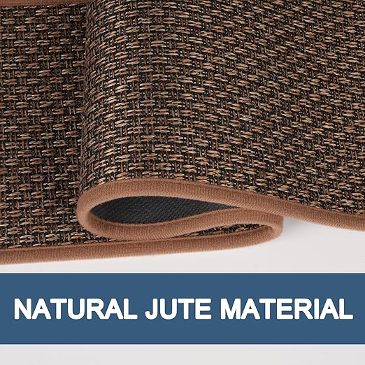 Peel and Stick Self Adhesive Jute Carpet Stair Treads, 15 Pack Rubber Backed Basement Safety Stair Mats, Non Slip Stair Cover Step Pads for Stairs, Light Brown