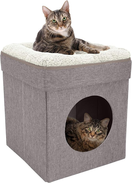 Kitty City Indoor Cat Cube Furniture, Tan Cube