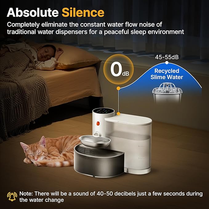 Potaroma Cordless Pet Water Fountain, Stainless Steel Bowl, No Filter, 3.5L Large Capacity, Rechargeable Automatic Water Dispenser for Cats and Small Dogs, Wastewater Separation Fresh Water