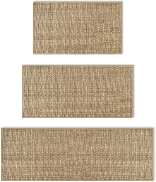 Artoid Mode Washable Non Slip Kitchen Rugs and Mats Set of 3, Rubber Backing Absorbent Kitchen Mats for Floor Front of Sink - 17"x29"+17"x36"+17"x47"